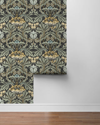 PR10010 vintage floral morris prepasted wallpaper roll from Seabrook Designs