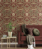 PR10011 vintage floral morris prepasted wallpaper living room from Seabrook Designs