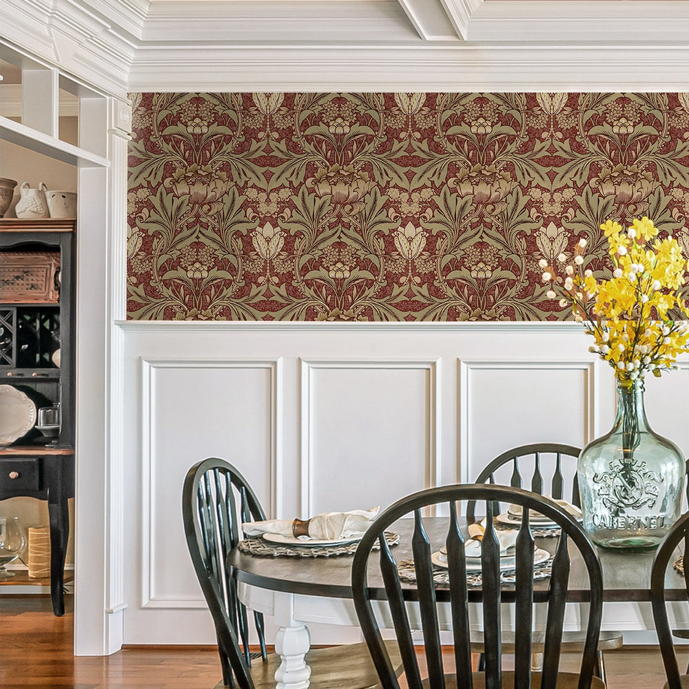 
                  
                    PR10011 vintage floral morris prepasted wallpaper dining room from Seabrook Designs
                  
                