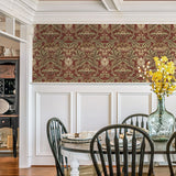 PR10011 vintage floral morris prepasted wallpaper dining room from Seabrook Designs