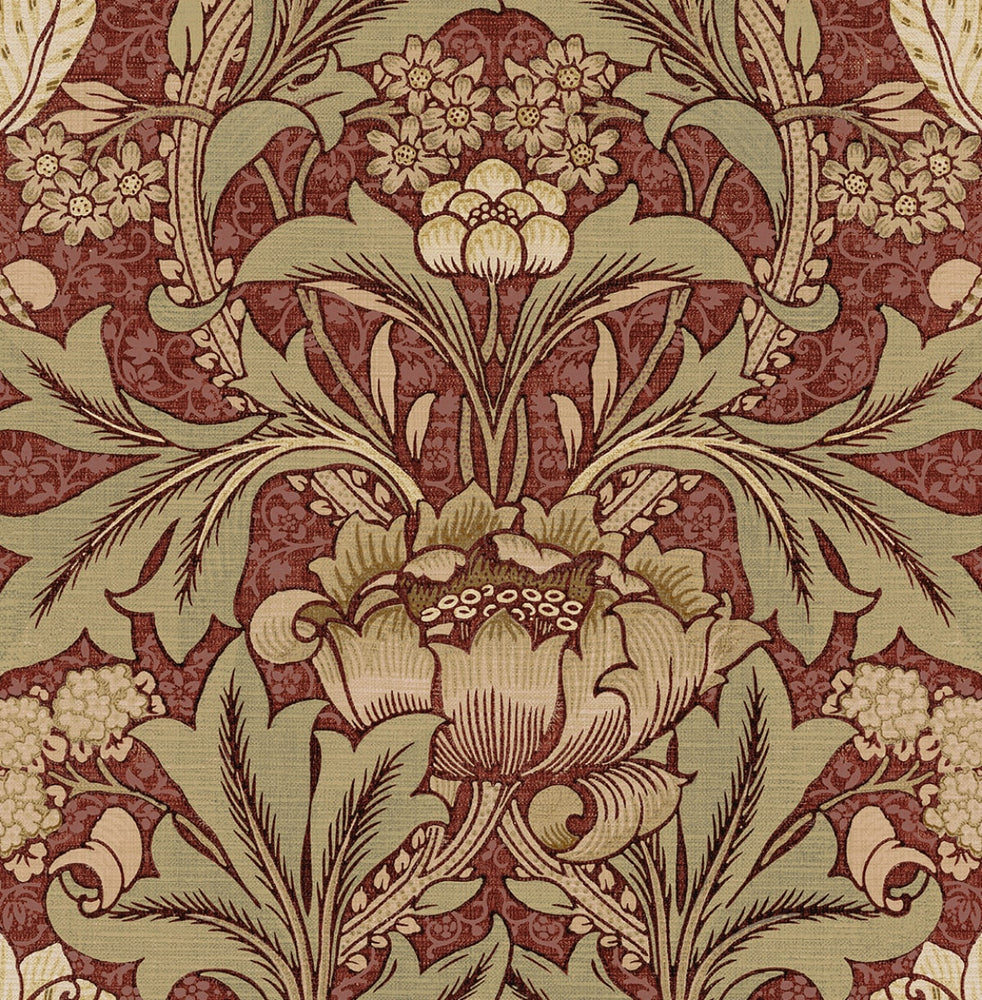 PR10011 vintage floral morris prepasted wallpaper from Seabrook Designs