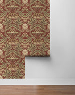 PR10011 vintage floral morris prepasted wallpaper roll from Seabrook Designs