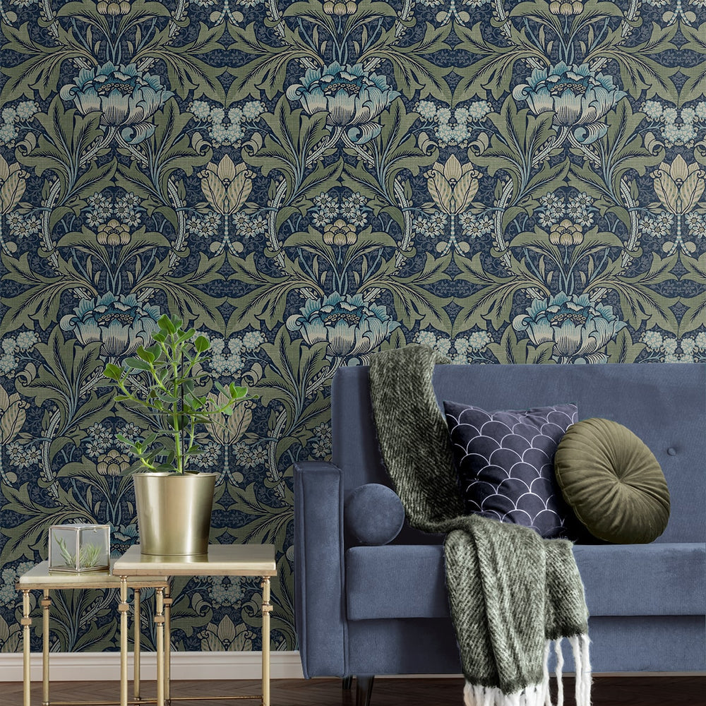 
                  
                    PR10012 vintage floral morris prepasted wallpaper living room from Seabrook Designs
                  
                