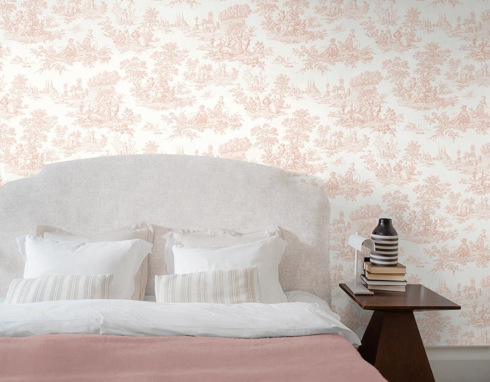 Toile prepasted wallpaper bedroom PR10601 from Seabrook Designs