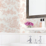 Toile prepasted wallpaper bathroom PR10601 from Seabrook Designs