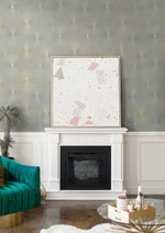 PR11005 starburst geometric mid century prepasted wallpaper living room from Seabrook Designs