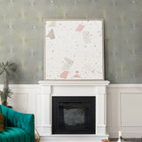 PR11005 starburst geometric mid century prepasted wallpaper living room from Seabrook Designs