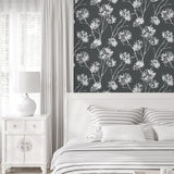 PR11100 floral prepasted wallpaper bedroom from Seabrook Designs