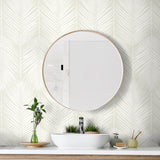 PR11405 palm leaf prepasted wallpaper bathroom from Seabrook Designs