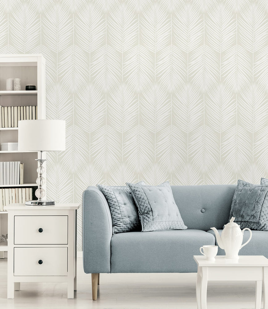 PR11405 palm leaf prepasted wallpaper living room from Seabrook Designs