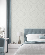 PR12408 damask prepasted wallpaper bedroom from Seabrook Designs