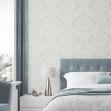 PR12408 damask prepasted wallpaper bedroom from Seabrook Designs