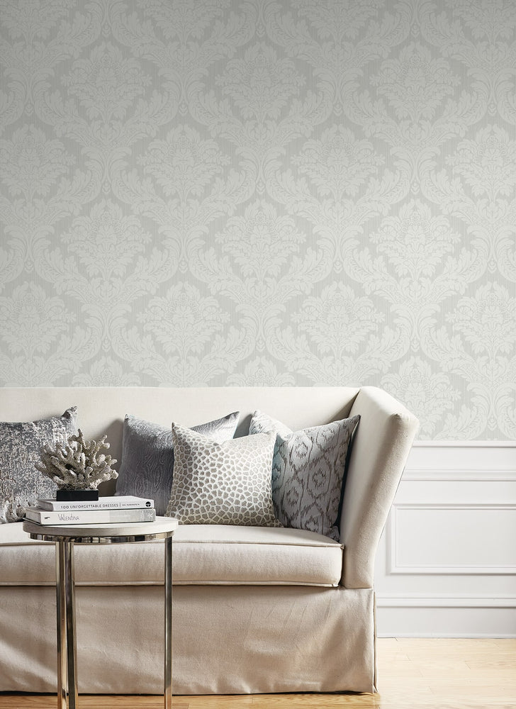 PR12408 damask prepasted wallpaper living room from Seabrook Designs