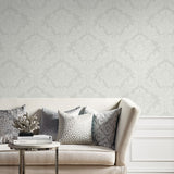 PR12408 damask prepasted wallpaper living room from Seabrook Designs