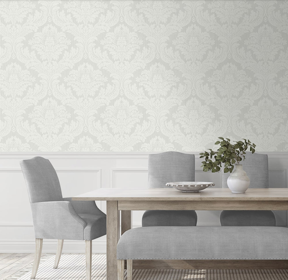 PR12408 damask prepasted wallpaper dining room from Seabrook Designs