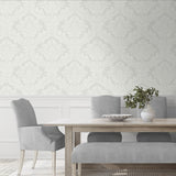 PR12408 damask prepasted wallpaper dining room from Seabrook Designs