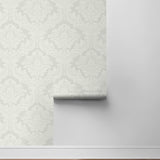 PR12408 damask prepasted wallpaper roll from Seabrook Designs