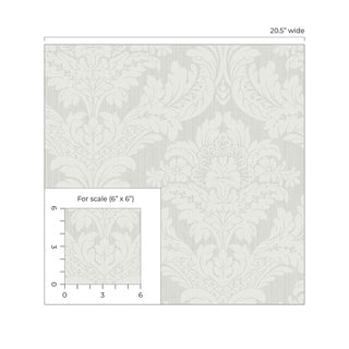 PR12408 damask prepasted wallpaper scale from Seabrook Designs