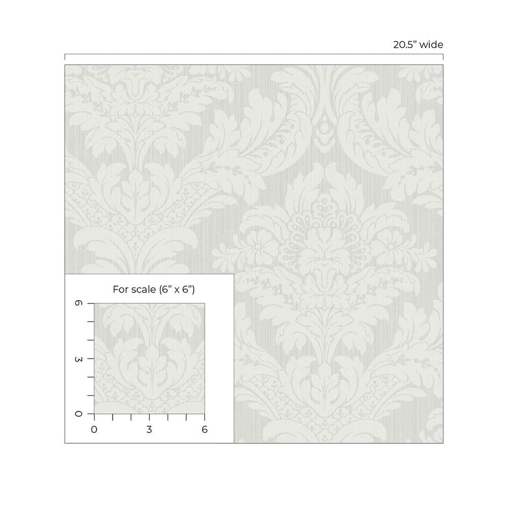 PR12408 damask prepasted wallpaper scale from Seabrook Designs