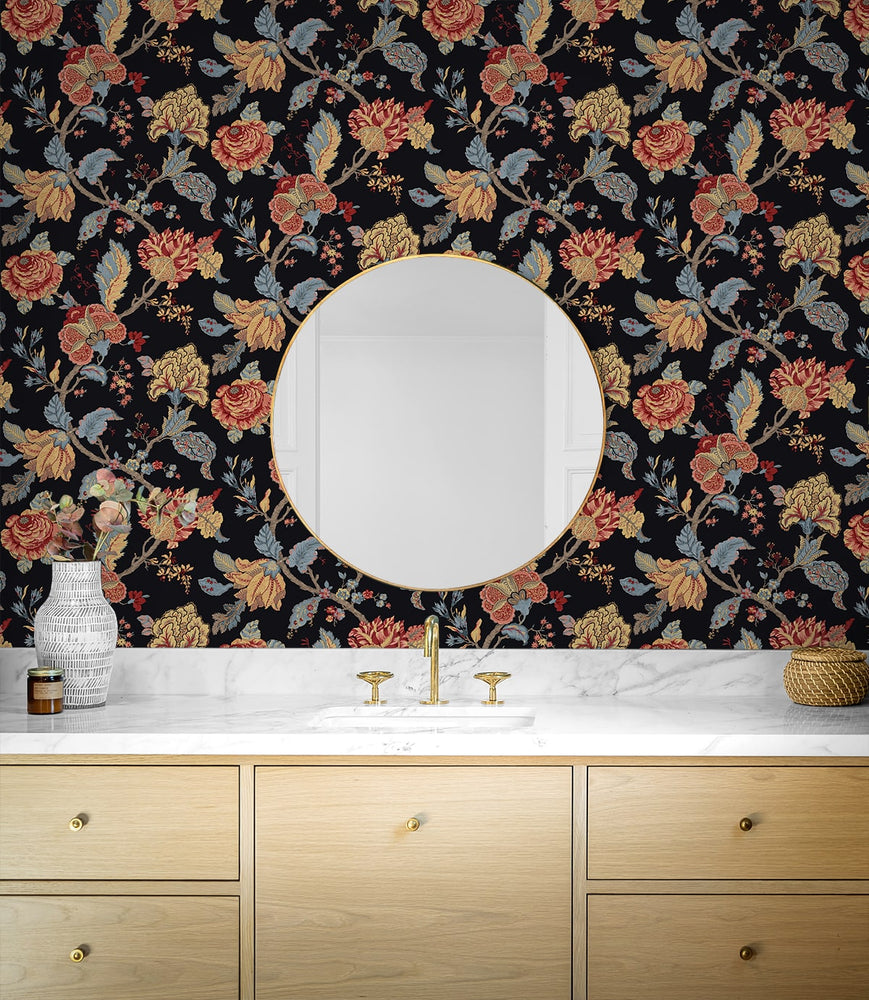 Lana Jacobean Floral Prepasted Wallpaper