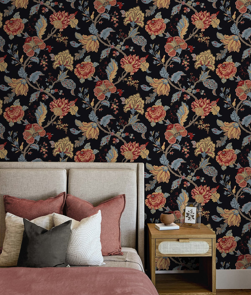 Lana Jacobean Floral Prepasted Wallpaper