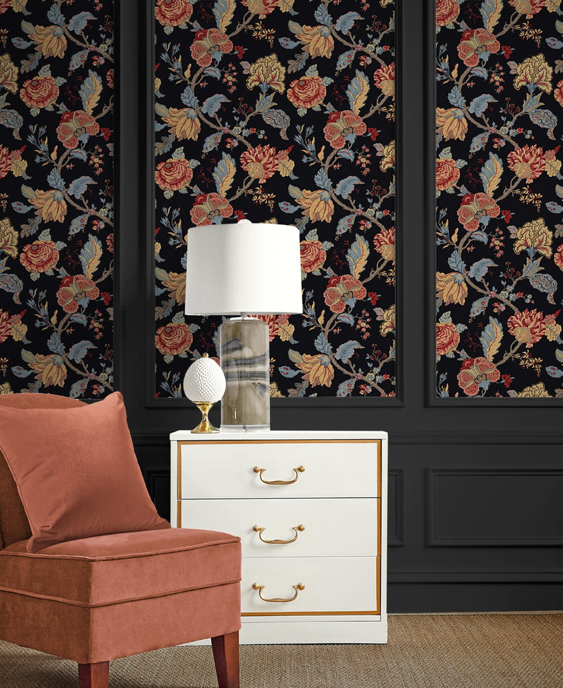 Lana Jacobean Floral Prepasted Wallpaper