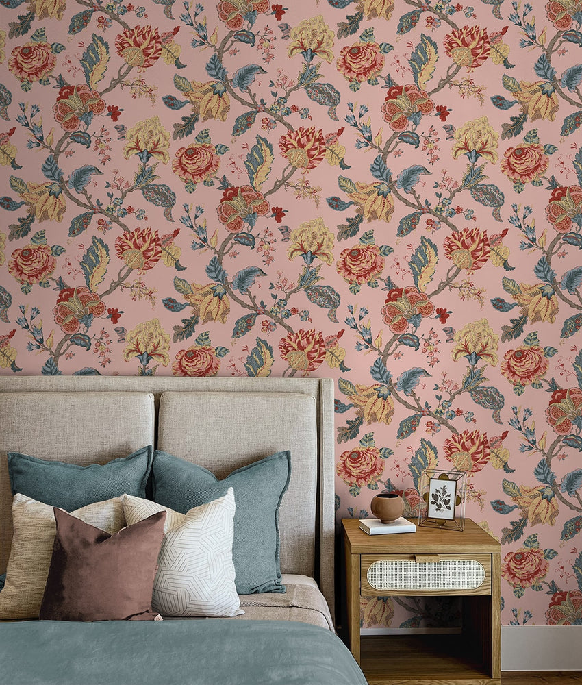 Lana Jacobean Floral Prepasted Wallpaper