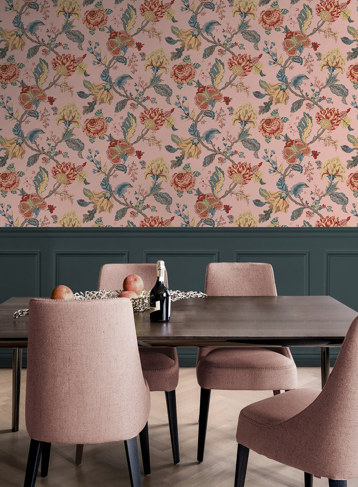 Lana Jacobean Floral Prepasted Wallpaper