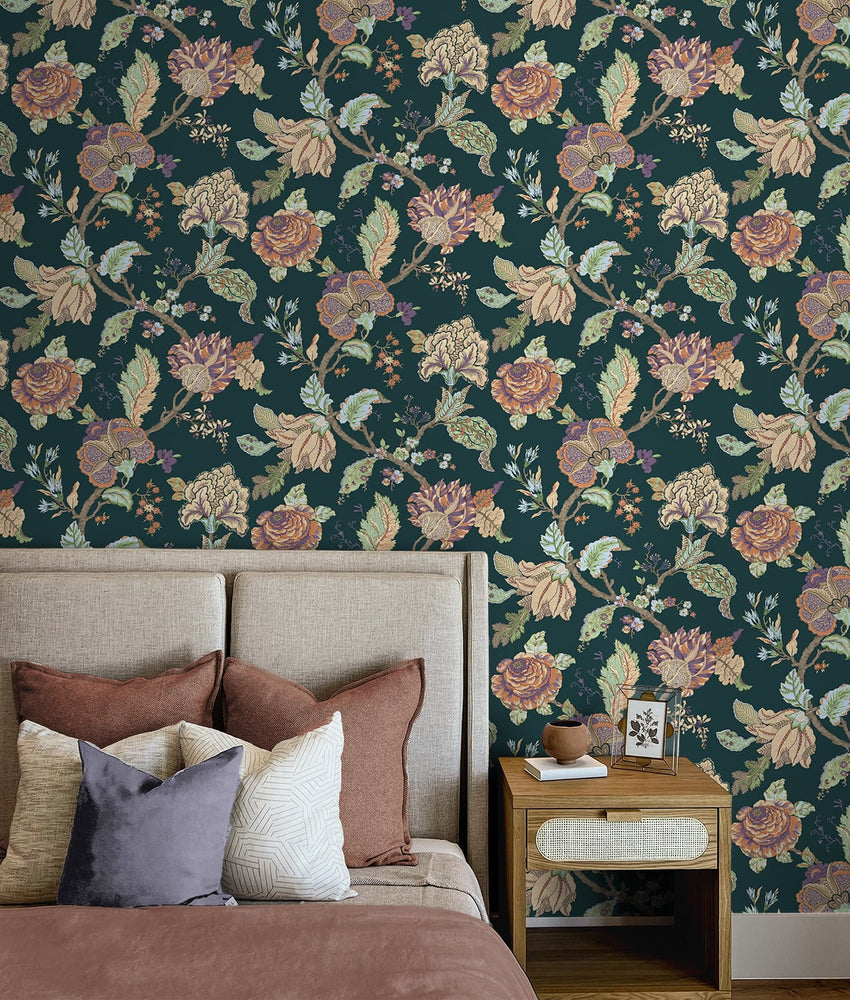 Lana Jacobean Floral Prepasted Wallpaper