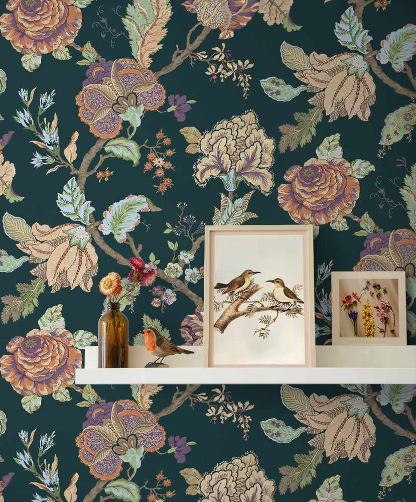 Lana Jacobean Floral Prepasted Wallpaper