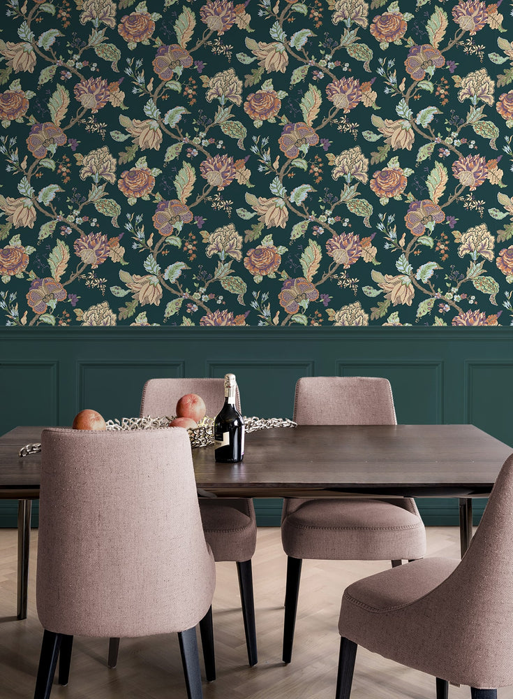 Lana Jacobean Floral Prepasted Wallpaper