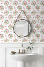 PR12601 floral prepasted wallpaper bathroom from Seabrook Designs