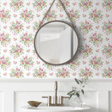 PR12601 floral prepasted wallpaper bathroom from Seabrook Designs