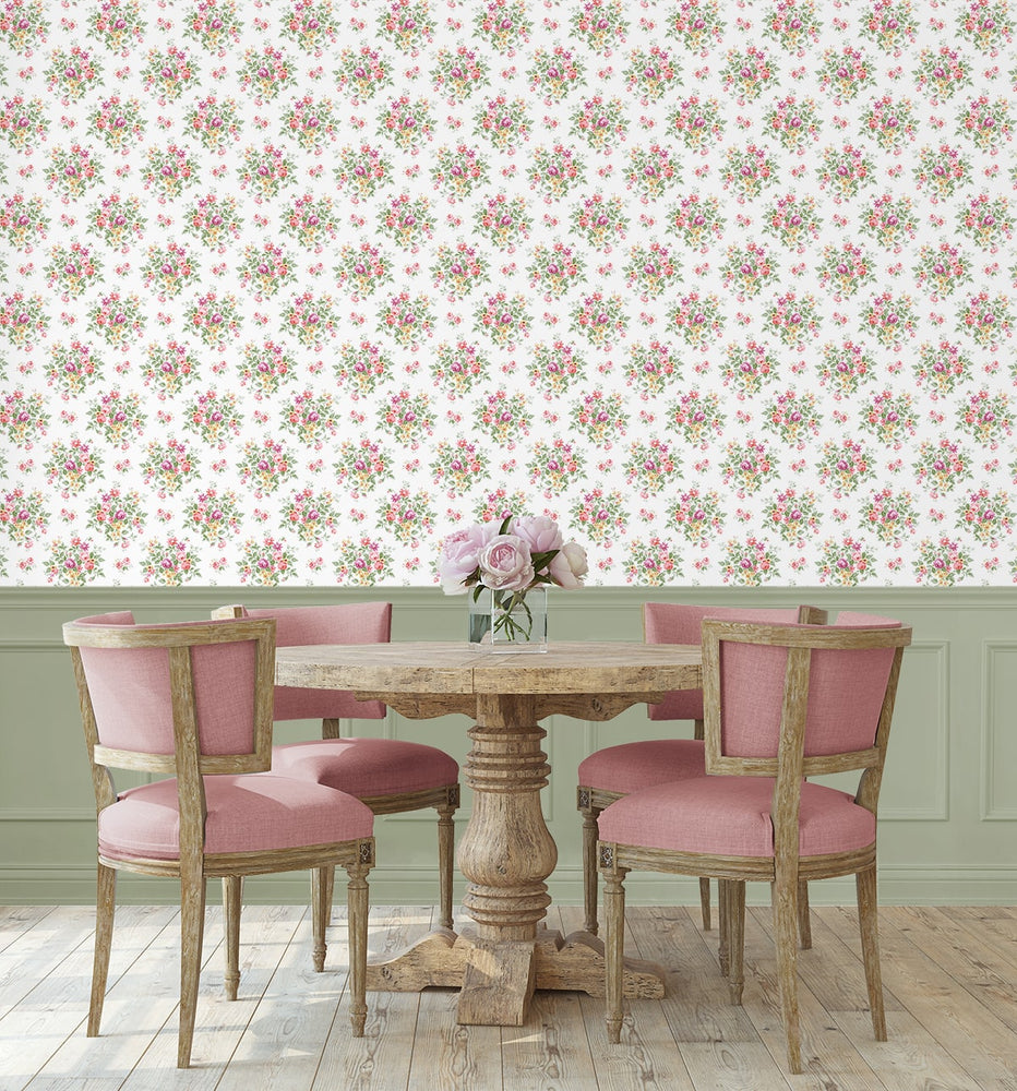 PR12601 floral prepasted wallpaper dining room from Seabrook Designs