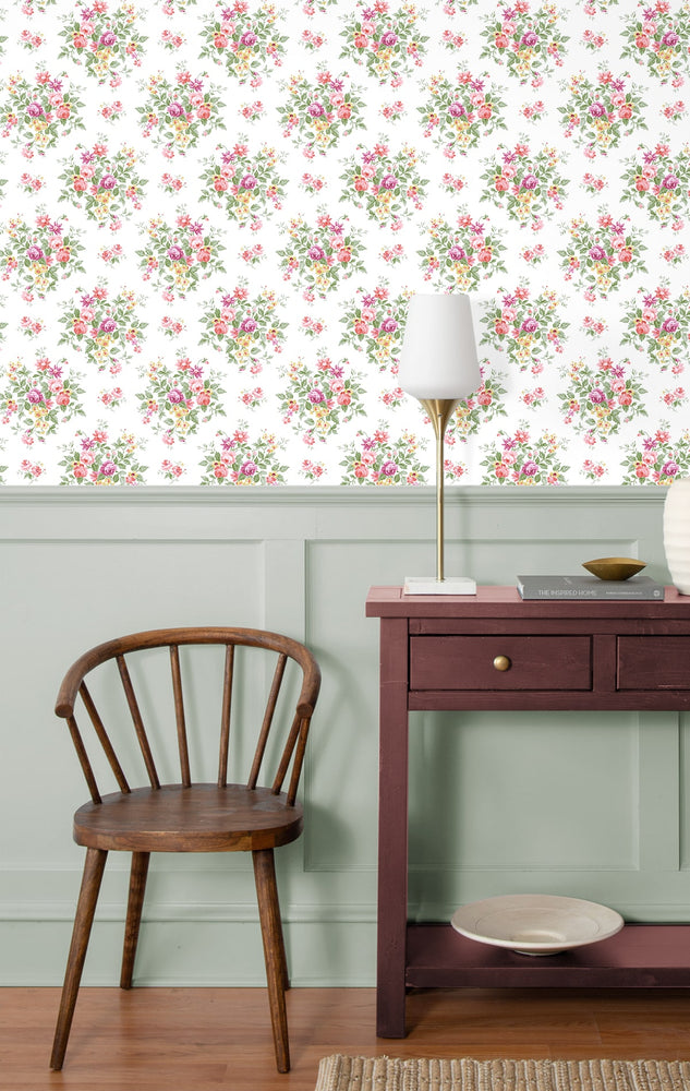 PR12601 floral prepasted wallpaper entryway from Seabrook Designs