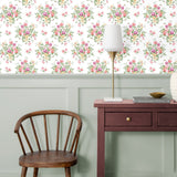 PR12601 floral prepasted wallpaper entryway from Seabrook Designs