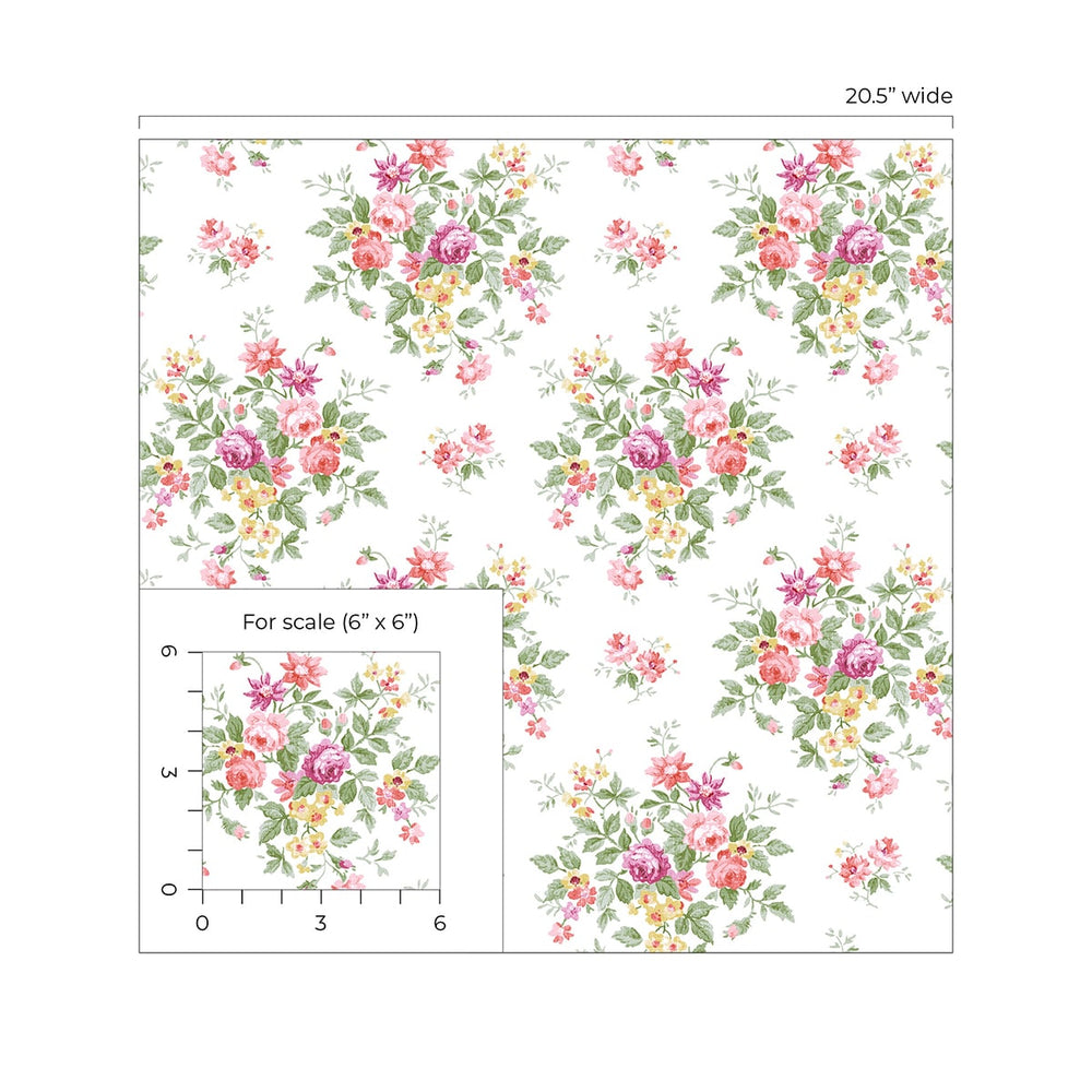 PR12601 floral prepasted wallpaper scale from Seabrook Designs