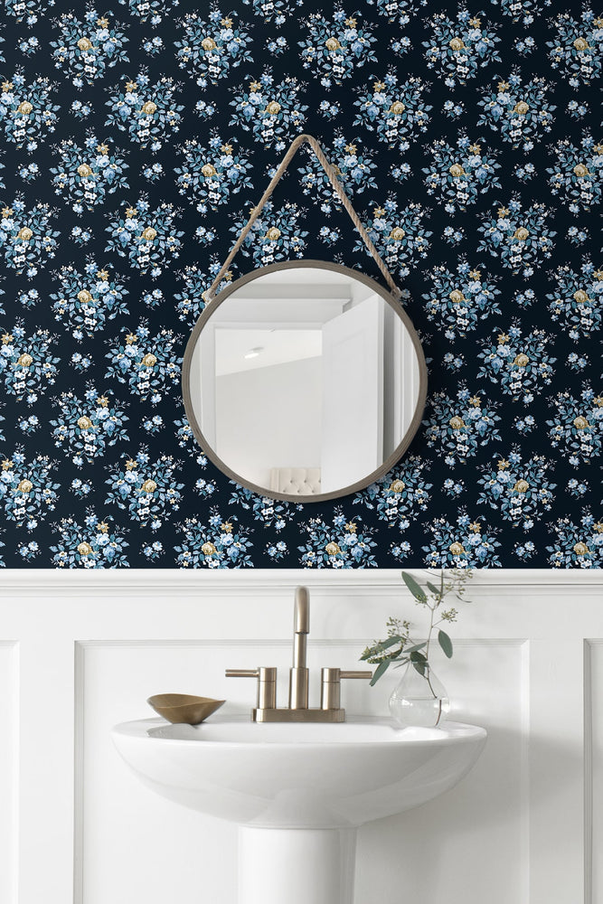 PR12602 floral prepasted wallpaper bathroom from Seabrook Designs