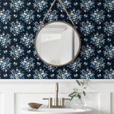 PR12602 floral prepasted wallpaper bathroom from Seabrook Designs