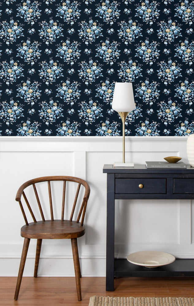 PR12602 floral prepasted wallpaper entryway from Seabrook Designs