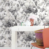 PR12700 watercolor floral prepasted wallpaper office from Seabrook Designs