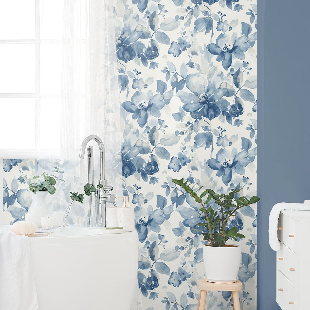 
                  
                    PR12702 watercolor floral prepasted wallpaper bathroom from Seabrook Designs
                  
                
