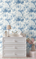PR12702 watercolor floral prepasted wallpaper nursery from Seabrook Designs