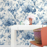 PR12702 watercolor floral prepasted wallpaper office from Seabrook Designs