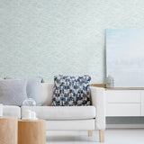 PR12802 blue coastal prepasted wallpaper living room from Seabrook Designs