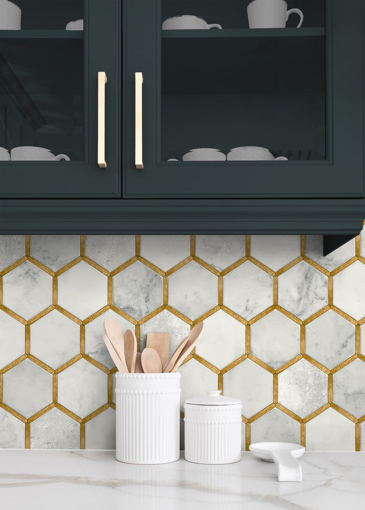 PR12905 faux tile prepasted wallpaper accent from Seabrook Designs
