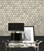 PR12905 faux tile prepasted wallpaper entryway from Seabrook Designs