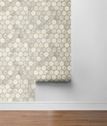 PR12905 faux tile prepasted wallpaper roll from Seabrook Designs
