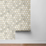 PR12905 faux tile prepasted wallpaper roll from Seabrook Designs