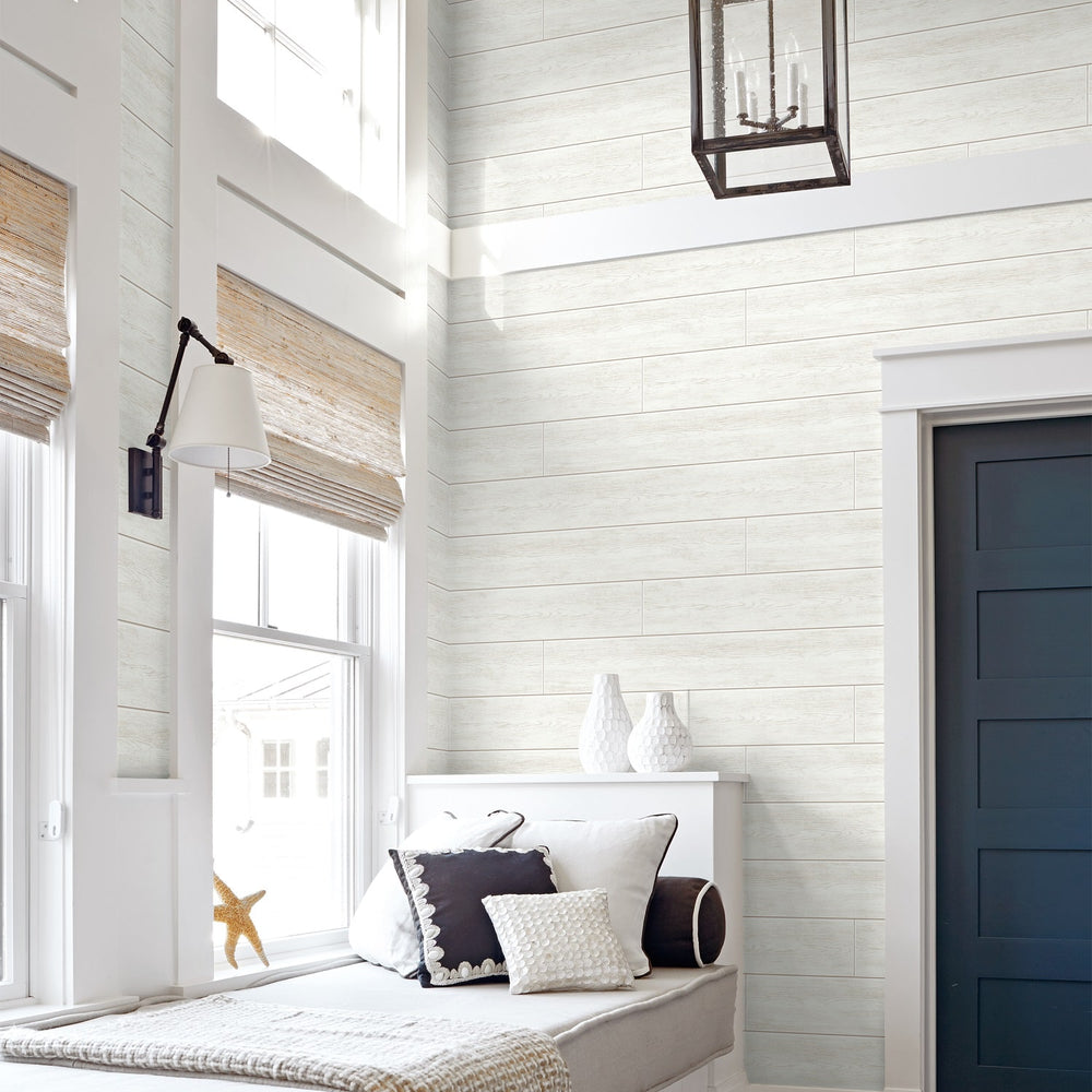 
                  
                    PR13000 faux shiplap prepasted wallpaper bedroom from Seabrook Designs
                  
                